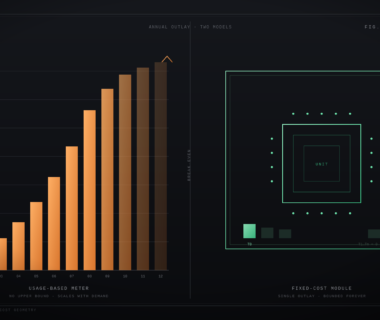Illustration comparing usage-based cloud billing with local hardware investment
